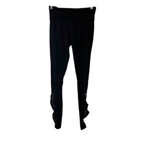 Lululemon Black Leggings With Ruffle Detail High Waist Full Length Size 4